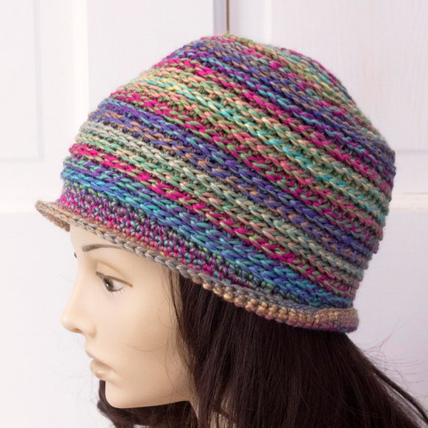 Easy Crochet Bucket Hat Cloche Pattern,  Knit Look Crochet Hat Pattern for Glowing Yarn