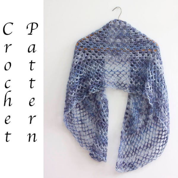 Easy Lace Shawl Crochet Pattern, One Skein Shawl in a Ball Pattern,  PDF Pattern, Digital Download, Crocheted Evening Wrap Pattern