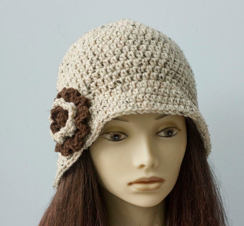 Flower Cloche Hat, 1920's Flapper Hat, Chose Color, Woman's Winter Hat image 3