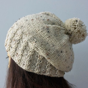 Knit Pom Pom Beanie Hat, Custom Woman&#39;s Winter Hat