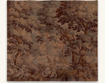 LA FAE Verdure Tapestry II Wall Hanging Antique French Linen Cotton Decor Print Large  Vintage