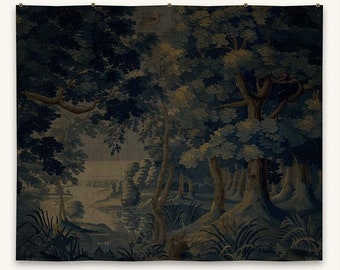 LA FAE Antique-Inspired Verdure Tapestry: French Linen Print Wall Hanging for Dark Academia & Vintage Decor