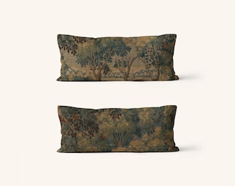 LA FAE Vintage Verdure III Tapestry Lumbar Pillow Cover - Double-Sided Print Cushion Case