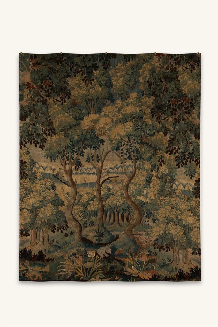 LA FAE Verdure Tapestry III Wall Hanging Antique French Linen Cotton Decor Print Large Vintage