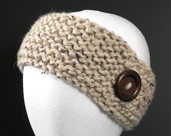 Chunky Headband/Earwarmer - Hand Knitted (Oatmeal)