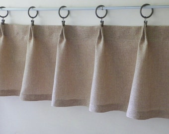 Linen Burlap Pleated Valance--Tan