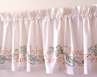 Valance with Hand Stenciled Herb Design