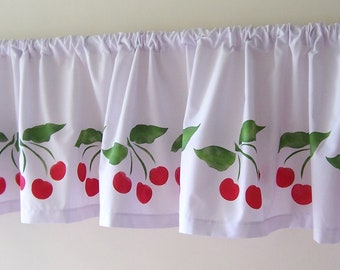 Valance with Hand Stenciled Cherries