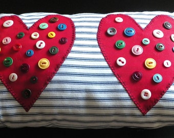 Ticking Pillow With Buttons