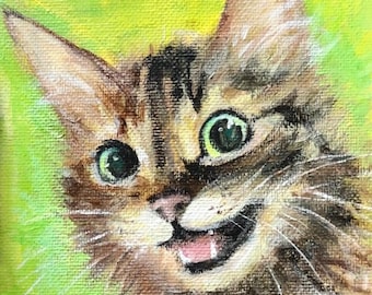 Custom Pet Portrait: Hand-Painted Acrylic Dog & Cat Art