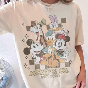 Vintage Disney Mickey & Friends Shirt, Checkered Mickey Tee, Disney World Shirt, Disneyland Tee, Disney Family Vacation Matching Shirts