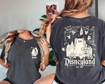 Disneyland Est 1955 T-shirt, Halloween Party Tee, Custom 2-Sided Disney Mickey Ghost Shirt, Disneyland Family Matching, Disney Trip 2025