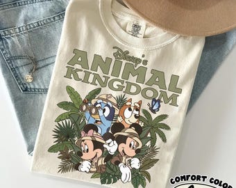 Komfort Farben Safari Disney Shirt, Animal Kingdom Grafik T-Shirt, Mickey und Freunde Urlaub Shirt, süßes Disney Park Outfit Tee, Disney Tier