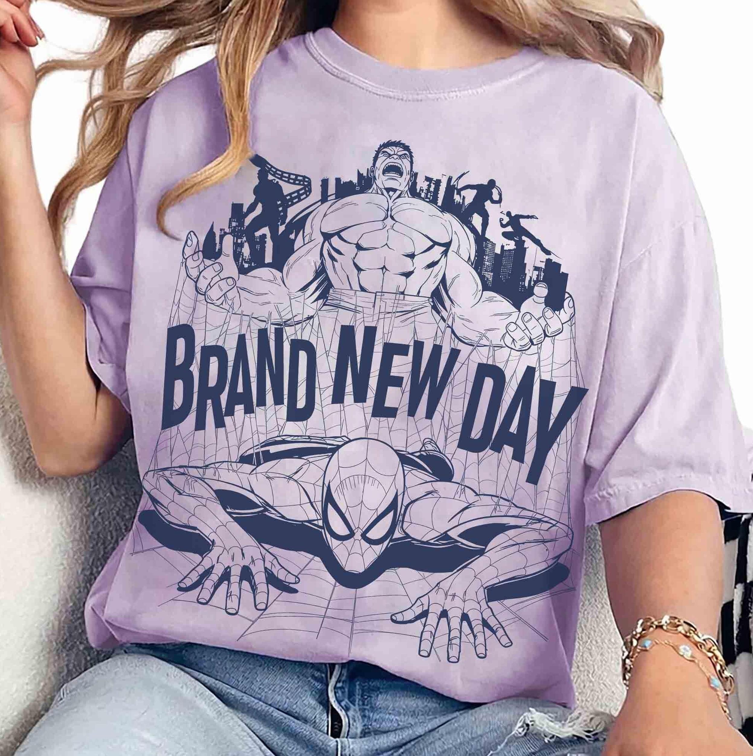 Marvel Spider-man & Hulk Brand New Day Sketch T-shirt, Spiderman