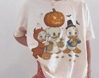Vintage Donald Duck Nephews Spooky Season T-Shirt, Disney Halloween Shirts, Huey Dewey Louie Trick or Treat Tee, Disneyland Halloween Outfit