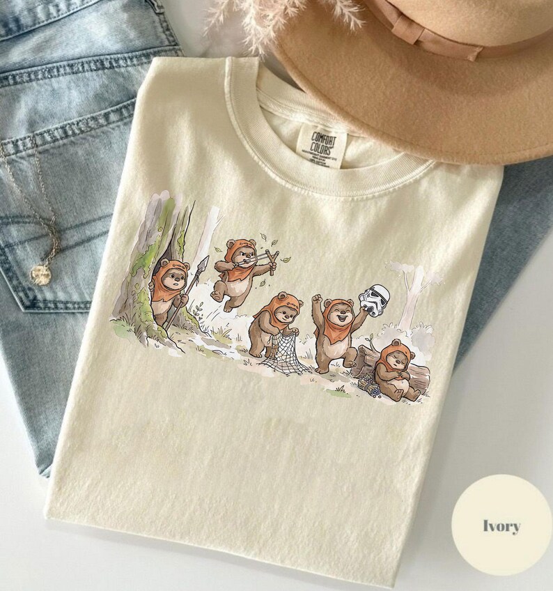 Comfort Colors Star Wars Ewok Emotions T-Shirt – Vintage Washed Cute Ewok Graphic Tee, Perfect for Galaxy's Edge Trips image 2