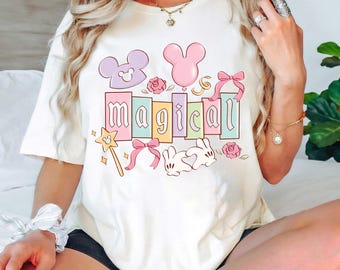 Coquette Disney Magical Shirt, Disney Girl Trip Shirt, Cute Disney Group Outfit, Girly Pastel Graphic Tee for Disney Trip, Disney Shir