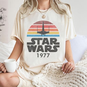 Camiseta vintage Disney Star Wars 1977, sudadera retro de Star Wars, camiseta de colores cómodos, Reino mágico divertido, viaje familiar a Disney