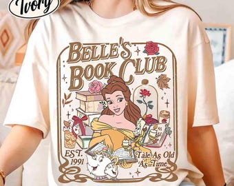 Disney Belle Book Club Shirt, Comfort Colors Bookish Tee, Vintage Style Reading Shirt For Women, Tale As Old As Time, Book Lover Gift