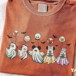Vintage Disney Ghost Characters Halloween Shirt, Matching Family Spooky Fall Tees, Trick or Treat Mickey Minnie Shirt, Disney Halloween Tee