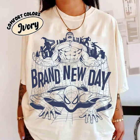Marvel Spider-man & Hulk Brand New Day Sketch T-shirt, Spiderman