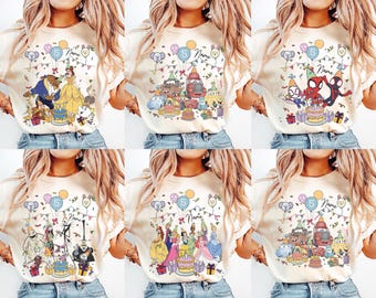 Camiseta personalizada con nombre y edad de todos los personajes de Disney, Toy Story, El Rey León, Nemo, Moana, regalo de cumpleaños, viaje familiar a Disneyland
