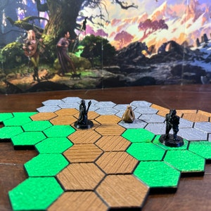 D&D Roleplaying Terrain. Magnetic Hex Tile custom gaming set. 50 full size hex tiles, 15 1/2 tiles, 15 1/3 tiles and a bonus item!