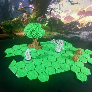 D&D Roleplaying Terrain. Magnetic Hex Tile custom gaming set. 50 full size hex tiles, 20 1/2 tiles. Dungeons and Dragons