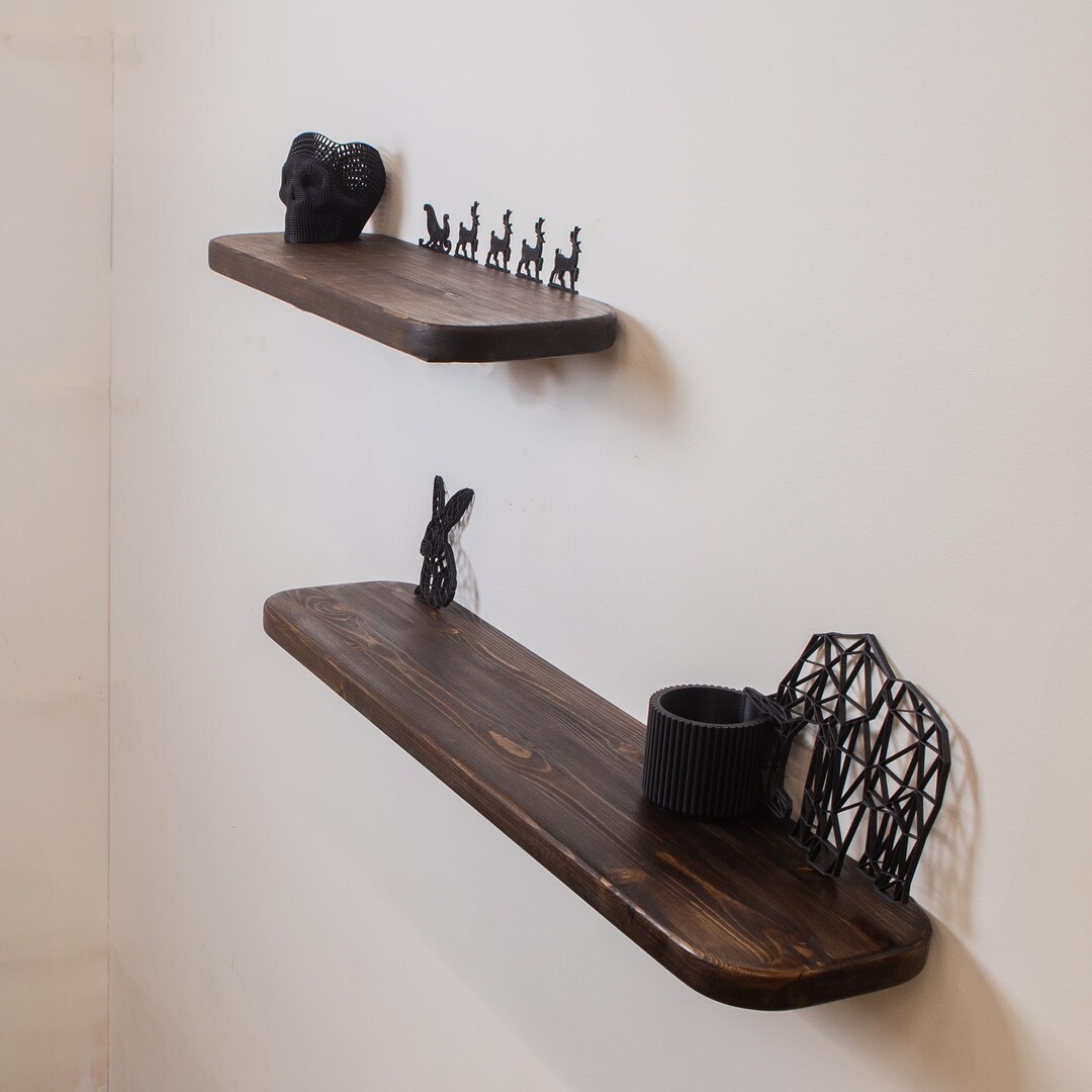Set of 2 Rustic Floating Wood Shelves | Handmade Wall Decor for Living ...