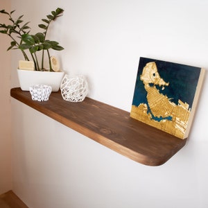 Handmade Wooden Shelf with Rounded Edges, Rustic Floating Shelf, Custom Wood Wall Shelf, Wood Storage Shelf, Decorative Wooden Shelf