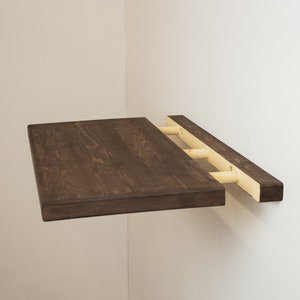 Handmade Rustic Wall-Mounted Desk | Sturdy Wood Floating Shelf | Space-Saving Workstation or Display Shelf | Modern Farmhouse Decor