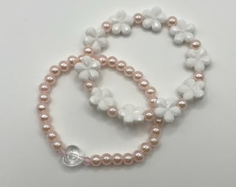 Handmade pink elastic bracelet set