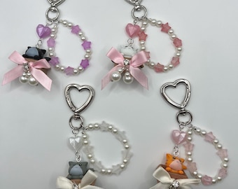 Handmade kitty in a box keychains