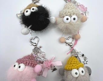 Handmade kawaii soot sprite plushie keychain | bag decor