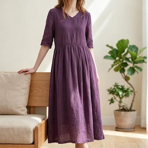 dark purple modest dress Modest Purple Chiffon Dress 60941MOR