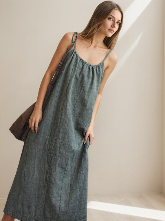 chinese dress ladies Tahlia Ramie Maxi Dress in Straw by Dissh