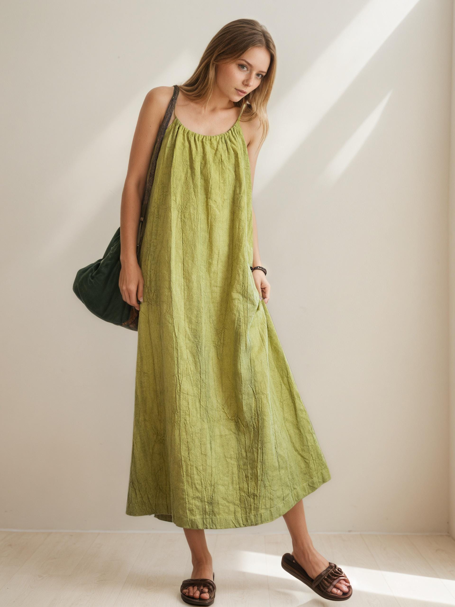 chinese dress ladies GRETA LINEN RAMIE MIDI DRESS  Nueve Los Angeles