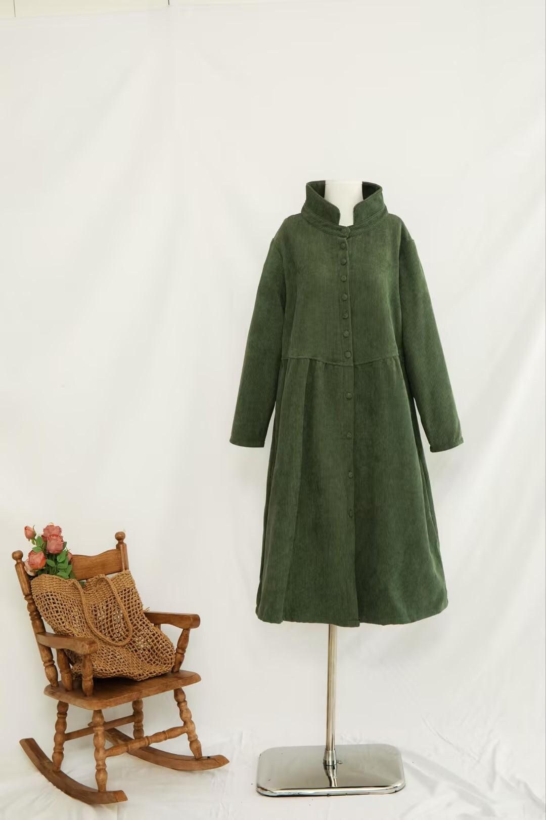 Corduroy Women Winter Long Coat, Large Size Loose Coat, Corduroy Loose Tench Coat, Corduroy Sweater, Winter Jacket, Warm Winter Jacket
