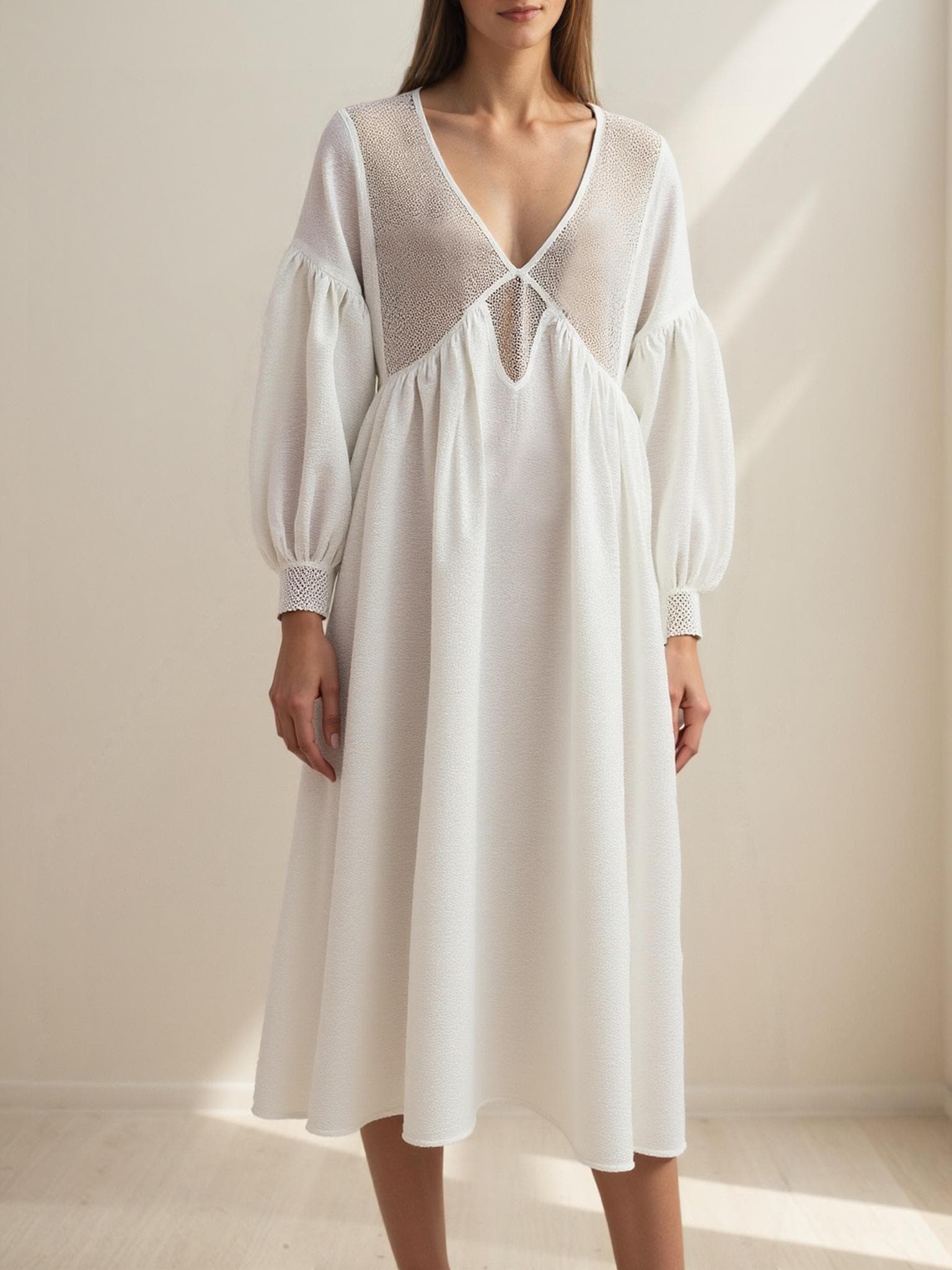 Linen Summer Midi Dress -Elegant Japanese-Inspired A-Line Dress with Tie Back-Natural Fabric Soft Flowy Dress for Women,Vocation Linen Dress