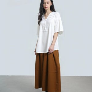 Top da donna in lino e cotone biologico / Camicia minimalista ampia / Tessuto naturale traspirante / Tunica estiva casual / Camicetta boho fatta a mano