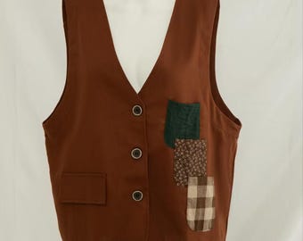 Retro Women Cotton Vest, Casual Cotton Vest Jacket, Sleeveless Cotton Jacket, Cotton Vest With Pockets, Vest for Women, Cotton Tank Top