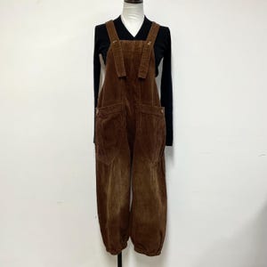 Bekväma bruna manchesteroveraller, Casual jumpsuit, manchesterbyxor, varma vinter- och höstoveraller, dungarees med fickor, retro haklappsbyxor