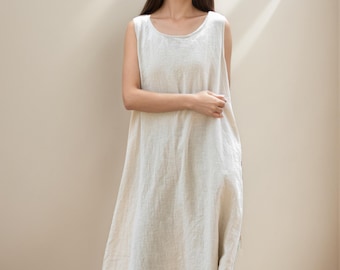 Linen Cotton Dress/Ramie cotton dress/linen woman dress/loose-fitting dress/Boho Dresses/Summer Dress/Summer loose dress/Summer linen dress