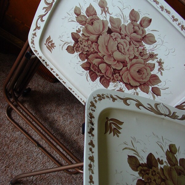 4 Vintage Cal-Dak TV Trays with Cart