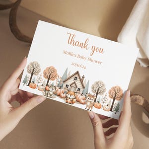 Carte de remerciement pour baby shower. Baby shower automnale « Sweet Little Pumpkin ».