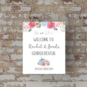 Gender Reveal Welcome Sign | Boy or Girl | Little Pumpkin | Pink or Blue | Gender Reveal Party | Editable | Print at Home | Instant Download