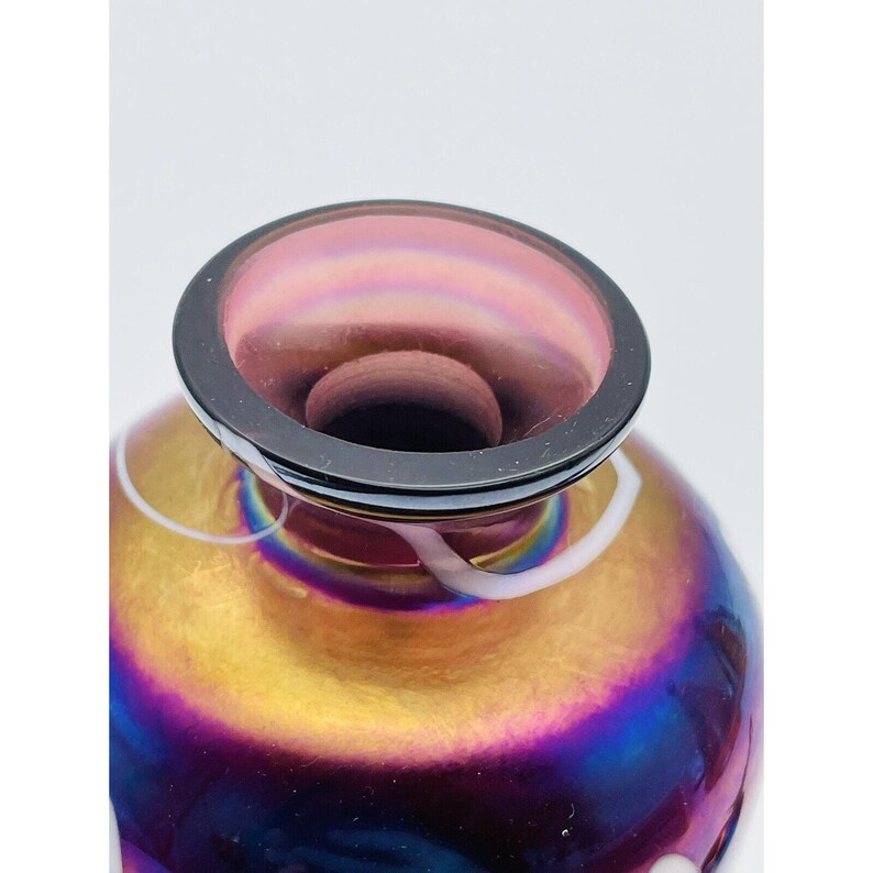 Hand Blown Vanity/dresser Art Glass Perfume Bottle Iridescent Hearts ...