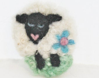 Sheep Pin, Felted Sheep Brooch, Sheep Jewelry, Sheep Gift, Needle felted Jewelry, Felted Pin, #5194