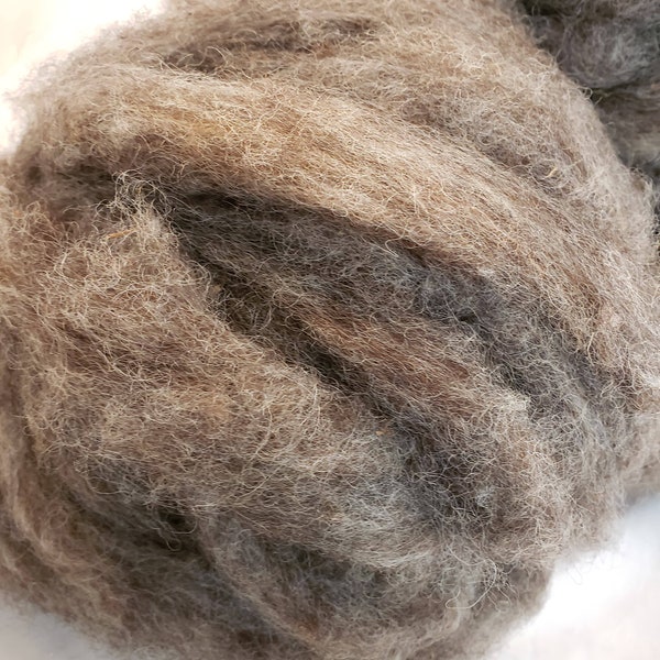 Romney Cross Natural Black Dark Core Wool Roving, Needle Felting, 4 ounces #4210