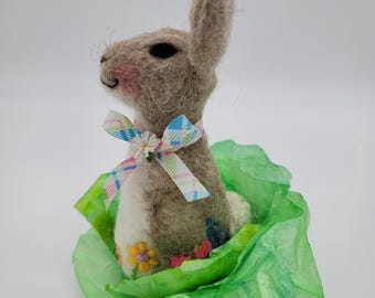 Needle Felted Bunny, Wool Spring Easter Decor